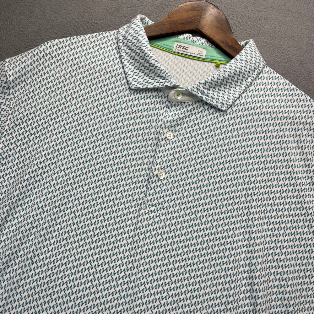 Tasc Cloud Performance Polo Shirt Mens XXL Multicolor Print Short Sleeve Golf